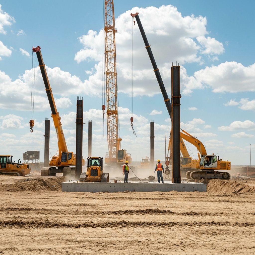 Construction site with heavy machinery